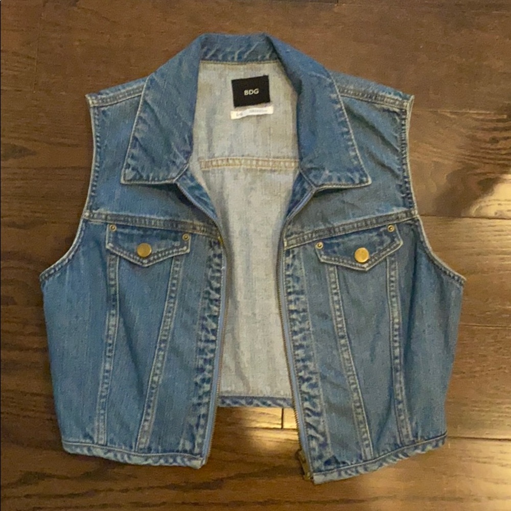 BDG crop denim vest